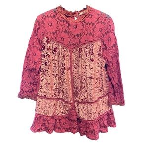 Entro Dress Women S Pink Crushed Velvet Lace Cottagecore Victorian Mini Babydoll